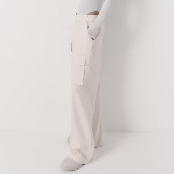 Zara Ecru Cargo Pants New - Picture 6 of 12